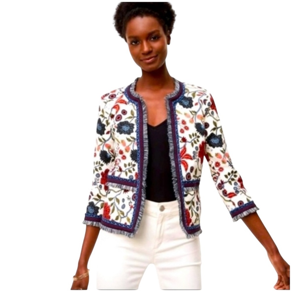 LOFT Multicolor Embroidered Blazer